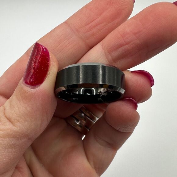 Men’s size 11 gunmetal black tungsten ring band - Picture 6 of 6